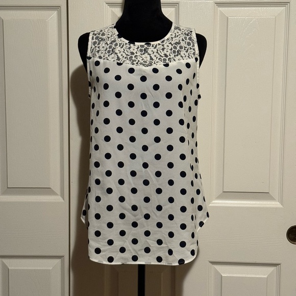 Van Heusen Black and White Polka Dot Blouse - Picture 1 of 4